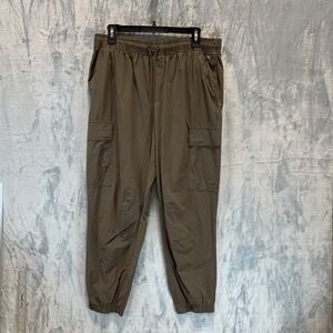 Calia Women's Joggers Cargo Pants Brown L‎ Pull On Pockets Drawstring Nylon